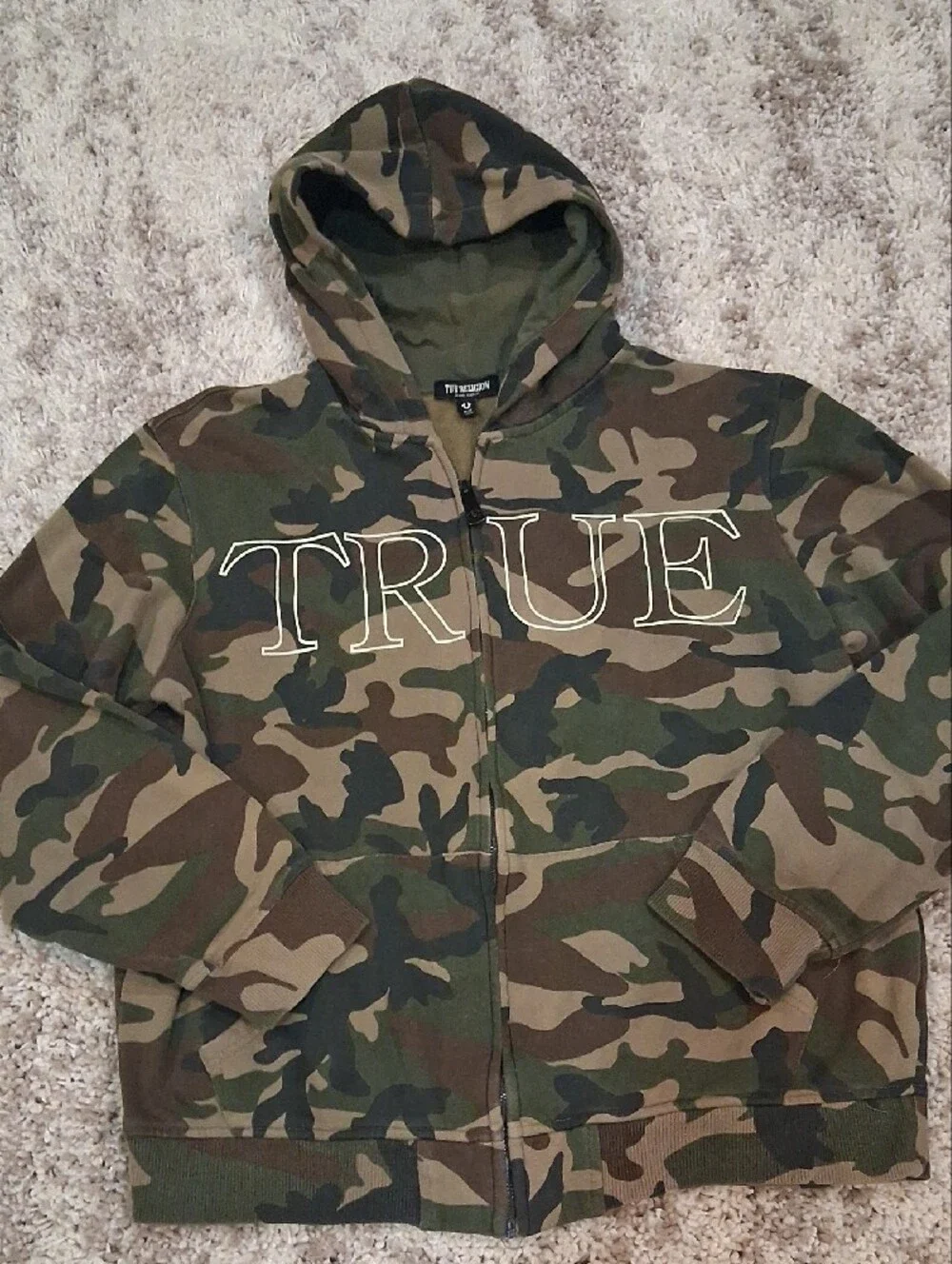 True Religion Men's Outline True Camo Zip-Up Hoodie Size M